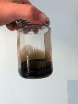 oil drained from a catch can